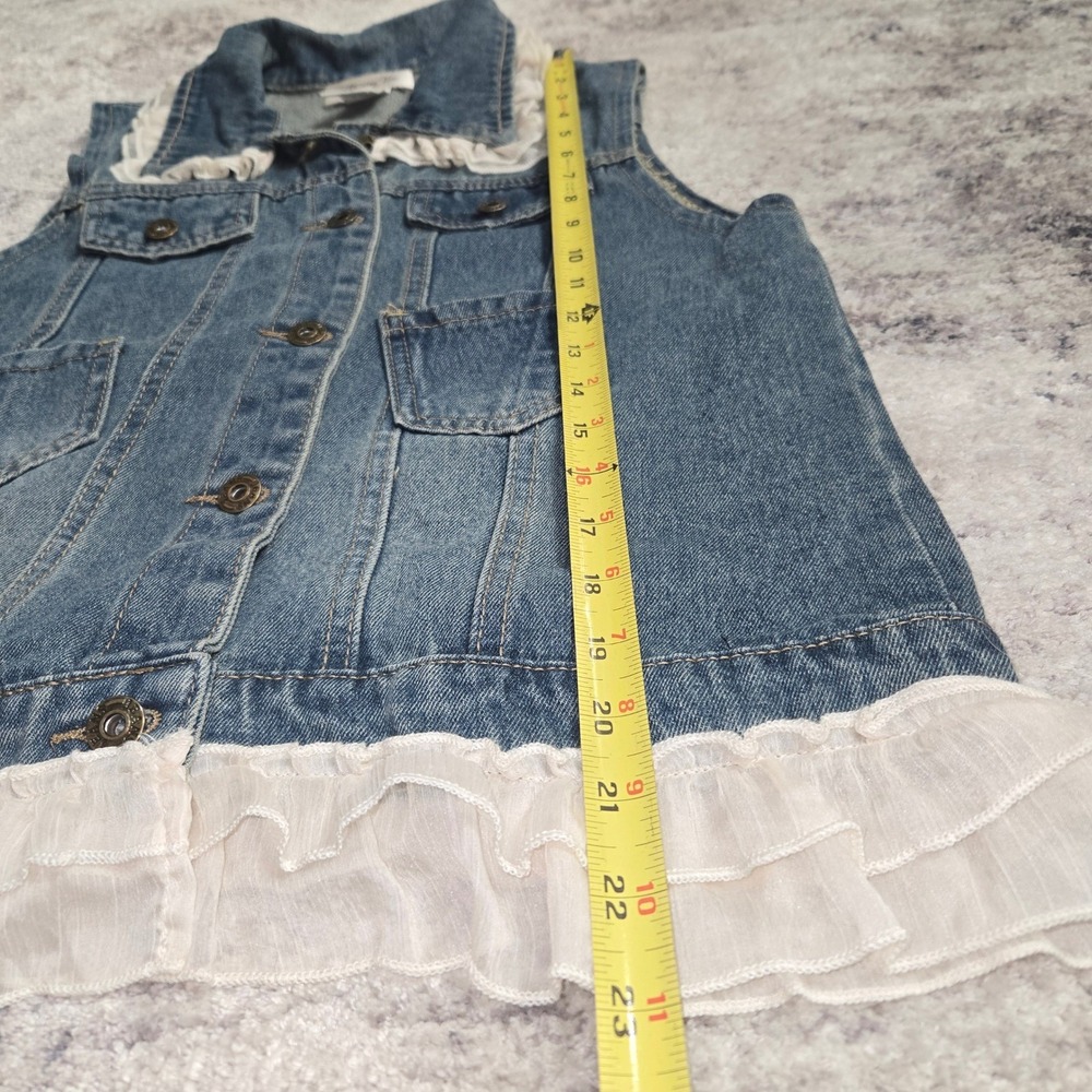 Paisley Vine Denim Vest Lace Trim Coquette Button Front Boho Womens M Western - Picture 8 of 12